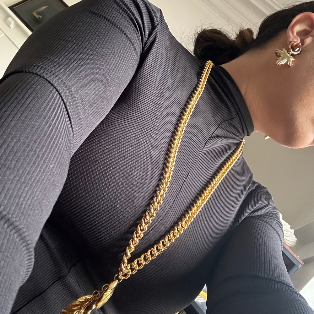 NE7 Vintage Escada gold leaf sautoir necklace - Picture 9 of 11
